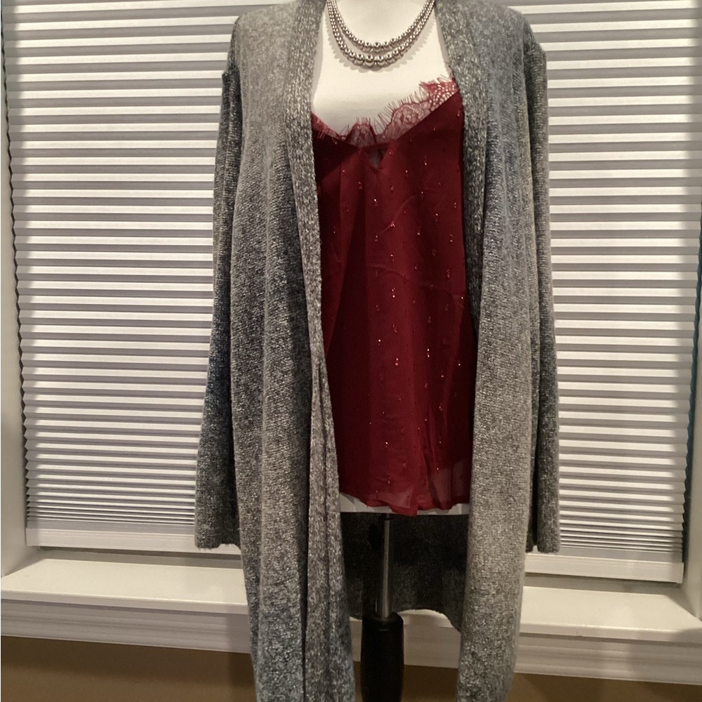 Style & Co. Heather Gray Open-Front Cardigan